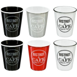 Coffret de 6 Tasses à Café en Faïence Bistrot Rétro - 10 cl - Livraison Gratuite