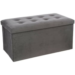 Atmosphera - Pouf Pliable En Velours Lysandre Gris