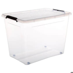Boite de rangement à roulettes 80L clip - FIVE - Transparent - Polyéthylène - L58 x P39 x H42 cm