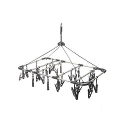 Séchoir à suspendre avec 32 pinces à linges - Noir - L 525 x l 32 cm