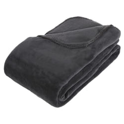 Plaid microfibre gris foncé 180x230