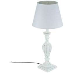 Atmosphera - Lampe à poser Pied en Bois patiné Blanc h 55 cm