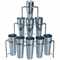Présentoir + 9 caches pots - Atmosphera createur d'interieur. Couleur : Zinc. Matière principale : . Longueur : 64.00 cm. Lar ...