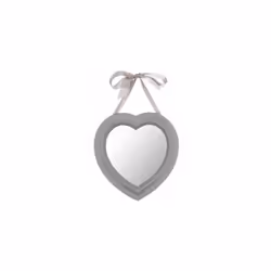 Miroir coeur, 27 x 1,3 x 27,5 cm. Miroir : 20 x 20,5 cm. 3 coloris livrés aléatoirement : gris, blanc, taupe. Fait en MDF. Ma ...