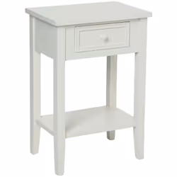 Table De Chevet Charme En Bois Blanc Atmosphera Cette table de chevet, en bois patiné blanc, se compose d'un tiroir ainsi que ...