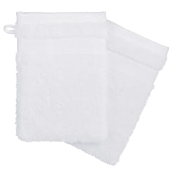 Lot de 2 Gants de Toilette  Confort  15x21cm Blanc