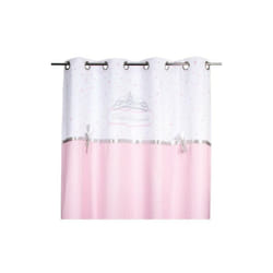 Atmosphera - Rideau Satiné Princesse Avec Nœud Brodé 140 x 260cm Rose