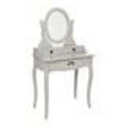 Coiffeuse - ATMOSPHERA - Chrysa - Gris - Bois - Panneaux de particules - 3 tirois - Miroir inclut