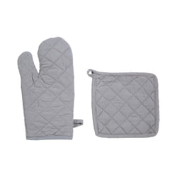 Gant et manique - Coton - Gris clair