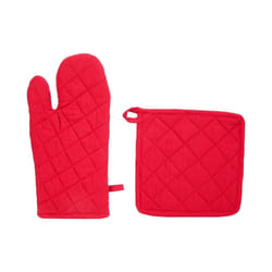 Gant & Manique de Cuisine  Coton  33cm Rouge