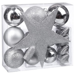 Atmosphera Boules de Noël Argentées - Lot de 18 Décorations Éclatantes pour Sapin de Noël et Décoration Festive