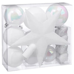 Atmosphera - Boules de Noël - Lot de 18 Décoration d'Arbre de Noël Blanches Classiques et Élégantes