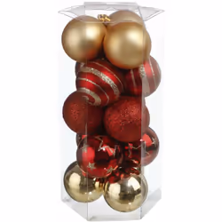 Décorez facilement et en toute sérénité votre sapin de Noël avec ce kit de décoration comprenant des boules de Noël de cinq c ...