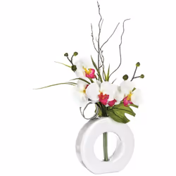 Originale et délicate, la composition d'orchidées artificielles Atmosphera vous séduira si vous appréciez les accessoires déc ...