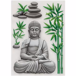 Sticker relief bouddha 50x30 - Atmosphera createur d'interieur. Couleur : Bouddha bambou. Matière principale : Pvc. Longueur  ...