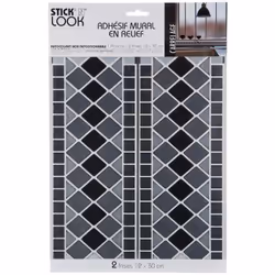 Sticker carrelage frise 38x25 - Atmosphera createur d'interieur. Couleur : Gris. Matière principale : . Longueur : 25.00 cm. ...