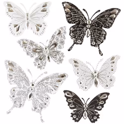Sticker en relief papillon - Atmosphera createur d'interieur. Couleur : Noir/blanc. Matière principale : . Longueur : 30.50 c ...
