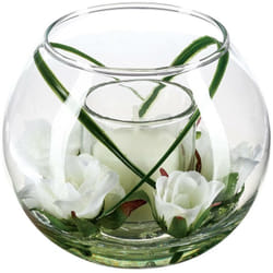 Atmosphera - Composition florale artificielle bougie vase verre H10cm créateur d'intérieur