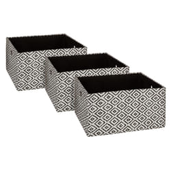 Lot de 3 paniers rectangulaires à motif en métal et papier gris / noirvoir