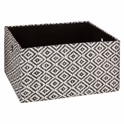 Lot de 3 paniers rectangulaires à motif en métal et papier gris / noirvoir