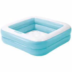 Pataugeoire carrée rembourrée - Intex. Couleur : Bleu. Matière principale : Pvc_. Longueur : 86.00 cm. Largeur : 86.00 cm. Ha ...