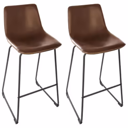 Élevez votre espace bar ou cuisine avec le Lot de 2 Chaises de Bar Lois Effet Cuir Marron de la marque Atmosphera. Ces chaise ...