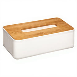 5five Articles Ménagers - Cache pour Boîte à Mouchoirs en Bambou Blanc Élégant, 26 cm, Design Naturel Simply Smart Natureo