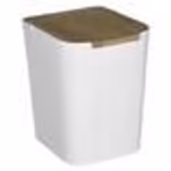 5five - poubelle à couvercle bambou 5l naturéo blanc