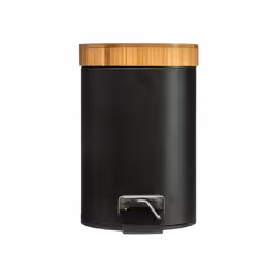 5five - poubelle à couvercle bambou 3l naturéo noir