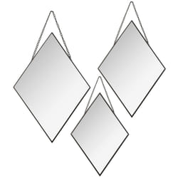 Lot de 3 miroirs losanges métal chaîne noir