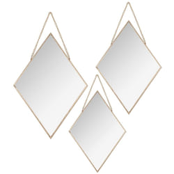 Lot de 3 miroirs losanges métal chaîne Doré