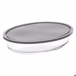 Plat ovale en verre - Secret de Gourmet - 30 x 21 cm - Couvercle inclus - Compatible four et micro-ondes