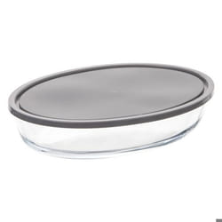 Plat ovale en verre - Secret de Gourmet - 30 x 21 cm - Couvercle inclus - Compatible four et micro-ondes
