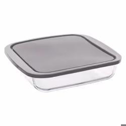 Plat carré en verre - Secret de Gourmet - 22 cm - Couvercle inclus - Compatible four - Transparent