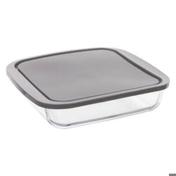 Plat carré en verre - Secret de Gourmet - 22 cm - Couvercle inclus - Compatible four - Transparent
