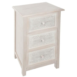 Atmosphera - Commode bois blanchi 3 tiroirs Hina