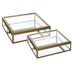 Lot de 2 Boîtes à Bijoux en Verre  Stylish  18cm Or