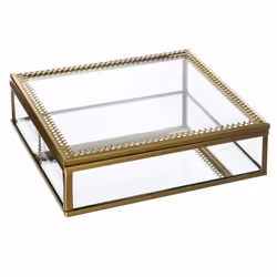 Lot de 2 Boîtes à Bijoux en Verre  Stylish  18cm Or
