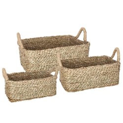 Lot de 3 paniers rectangles seagrass naturel