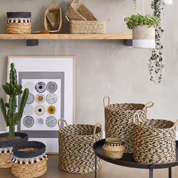 Lot de 3 paniers rectangles seagrass naturel