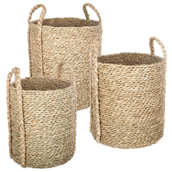 Lot de 3 paniers ronds seagrass naturel