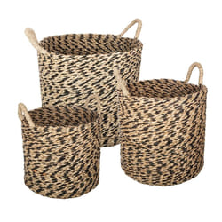 Lot de 3 paniers ronds seagrass etnik