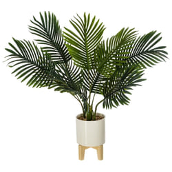 Palmier céramique pied bois H72
