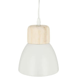 Atmosphera - Suspension luminaire en métal et Pin 'Desy' - Blanc - d 15 cm - Livraison gratuite