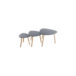 Atmosphera - Lot De 3 Tables à Café Triangulaire Mileo Gris