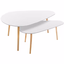Le lot de 2 tables basses Mileo Blanche de la marque Atmosphera est une solution pratique et élégante pour ajouter du style e ...