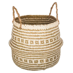Panier seagrass pliant frisé blanc