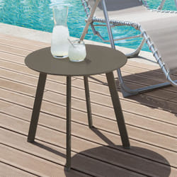 Table d appoint de jardin ronde Saona tonka mat 50x45cm en acier cataphorèse - Hespéride