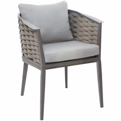 Description générale Le fauteuil de jardin 'Embruns' est conçu en aluminium traité époxy et en mailles tressées, alliant conf ...