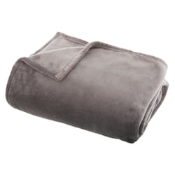 Plaid flanel uni gris 125X150